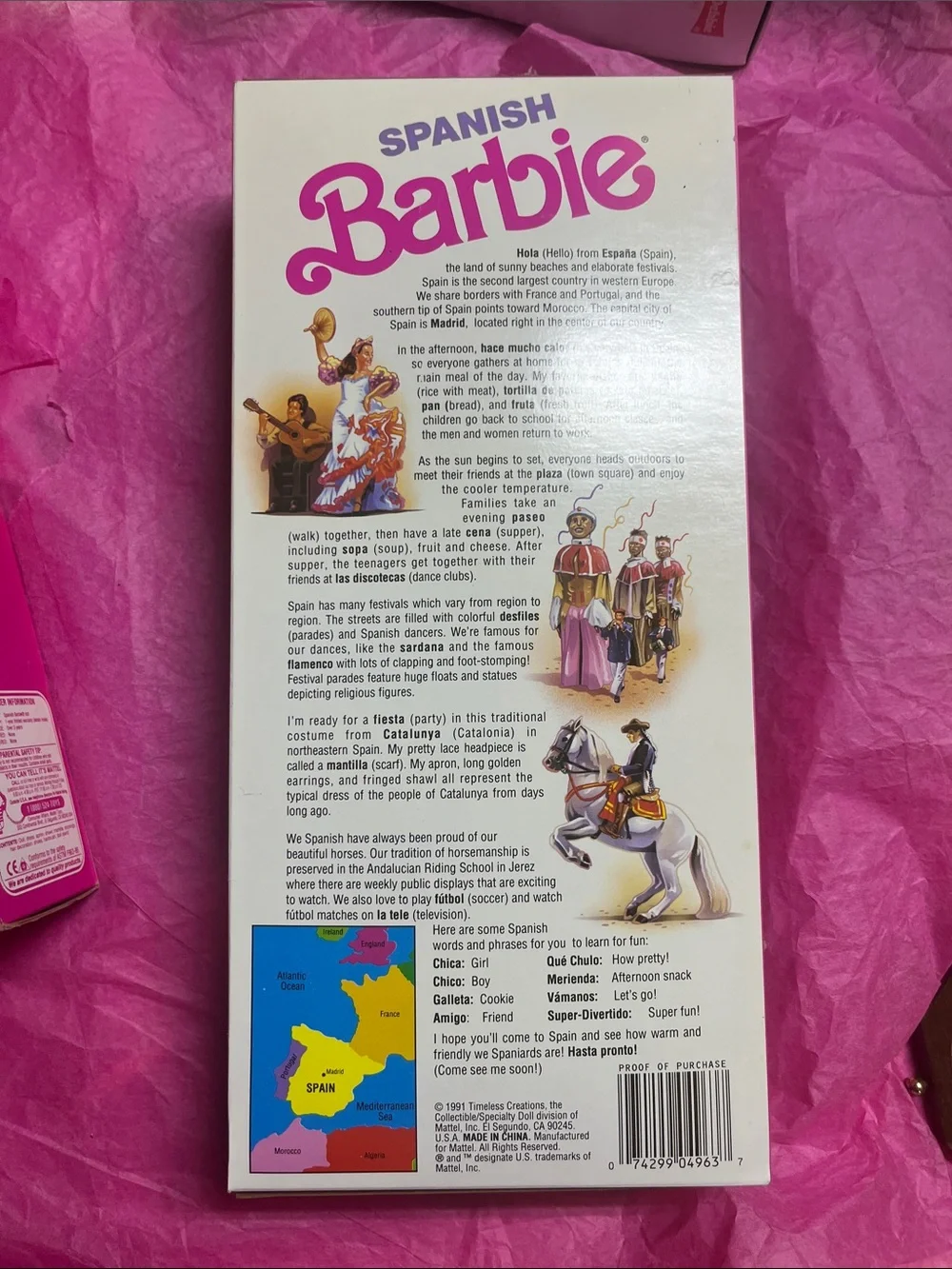 1991 Spanish Barbie Dolls of the World Collection #4963 NRFB
